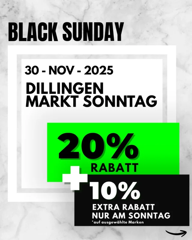 🔥 Morgen ist Marktsonntag in Dillingen – Last Chance! 🔥Morgen endet unsere Black Week, das ist eure allerletzte Chance, euch 20% auf alle Artikel zu sichern!On top gibt’s +10% Extra-Rabatt auf ausgewählte Marken:
✨ Liu Jo
✨ 19V69 Italia by Versace
✨ GuessWir haben für euch von 12:00–17:00 Uhr geöffnet – perfekt für ein entspanntes Sonntagsshopping. 🛍️
Nicht verpassen – letzter Tag der Black Week!#dillingen #dillingenandonau #marktsonntag #blackweek #lastchance #rabattaktion
#modehausschneider #liujo #guessfashion #19v69 #fashiondeal #shoppingtime
#lauingen #höchstädt #gundelfingen #donauwörth #augsburg #buttenwiesen
#bissingen #wertingen #meitingen #pfaffenhofen #nordschwaben #regionalshoppen